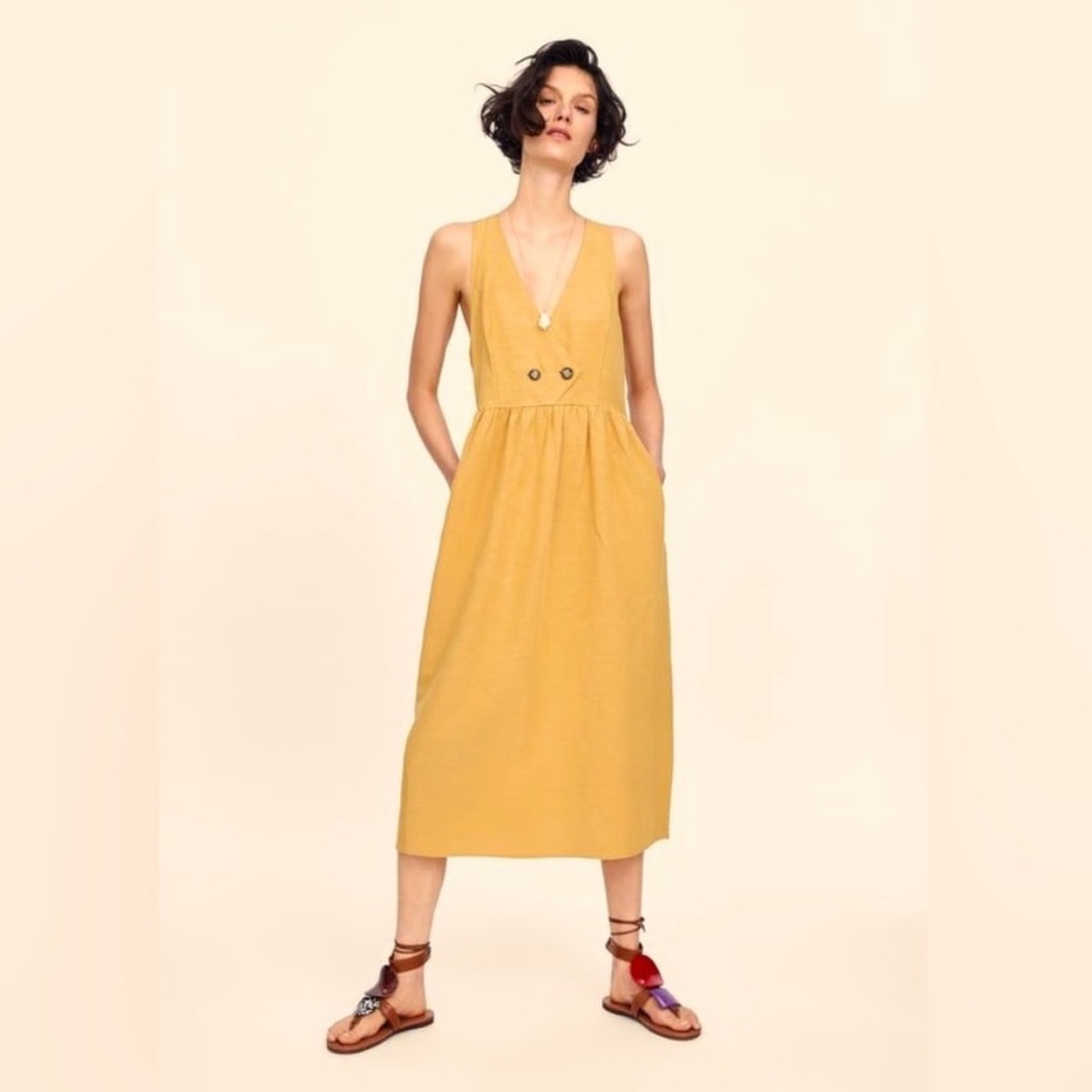MIDI LINEN BLEND DRESS - Picture 2 of 6
